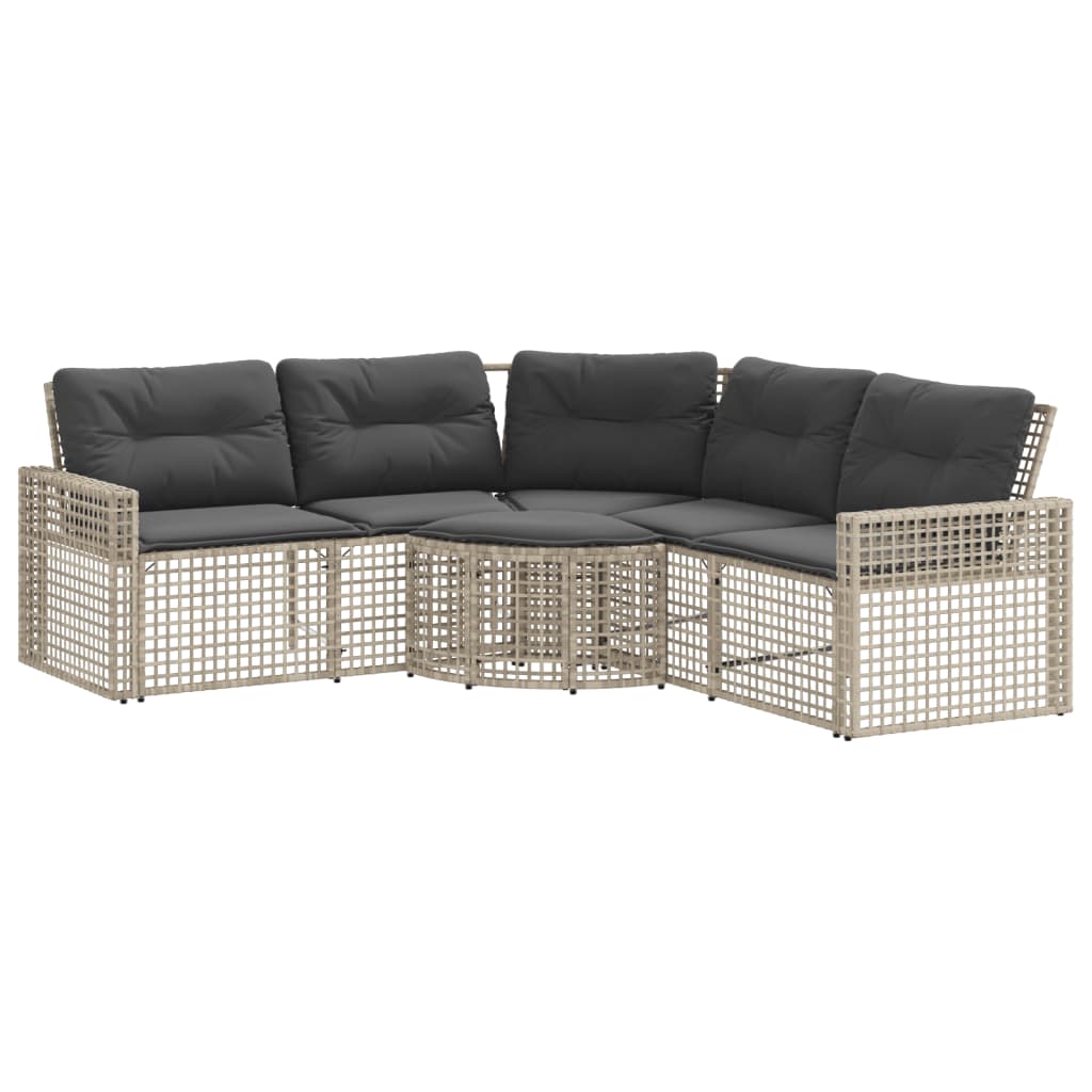 Thumbnail - vidaXL Gartensofa in L-Form mit Kissen und Fußbank Hellgrau Polyrattan