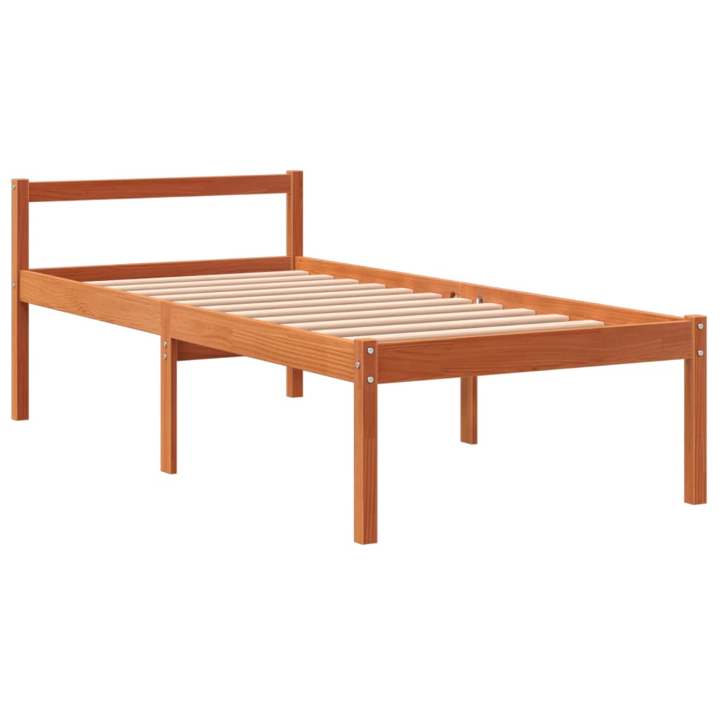 vidaXL Seniorenbed massief grenenhout wasbruin 75x190 cm afbeelding
