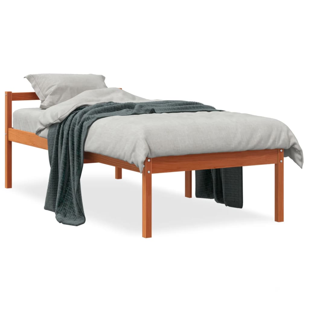 Seniorenbett Wachsbraun 75×190 cm Massivholz Kiefer