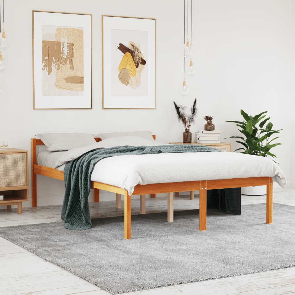 vidaXL Seniorenbett Wachsbraun 120x190 cm Massivholz Kiefer