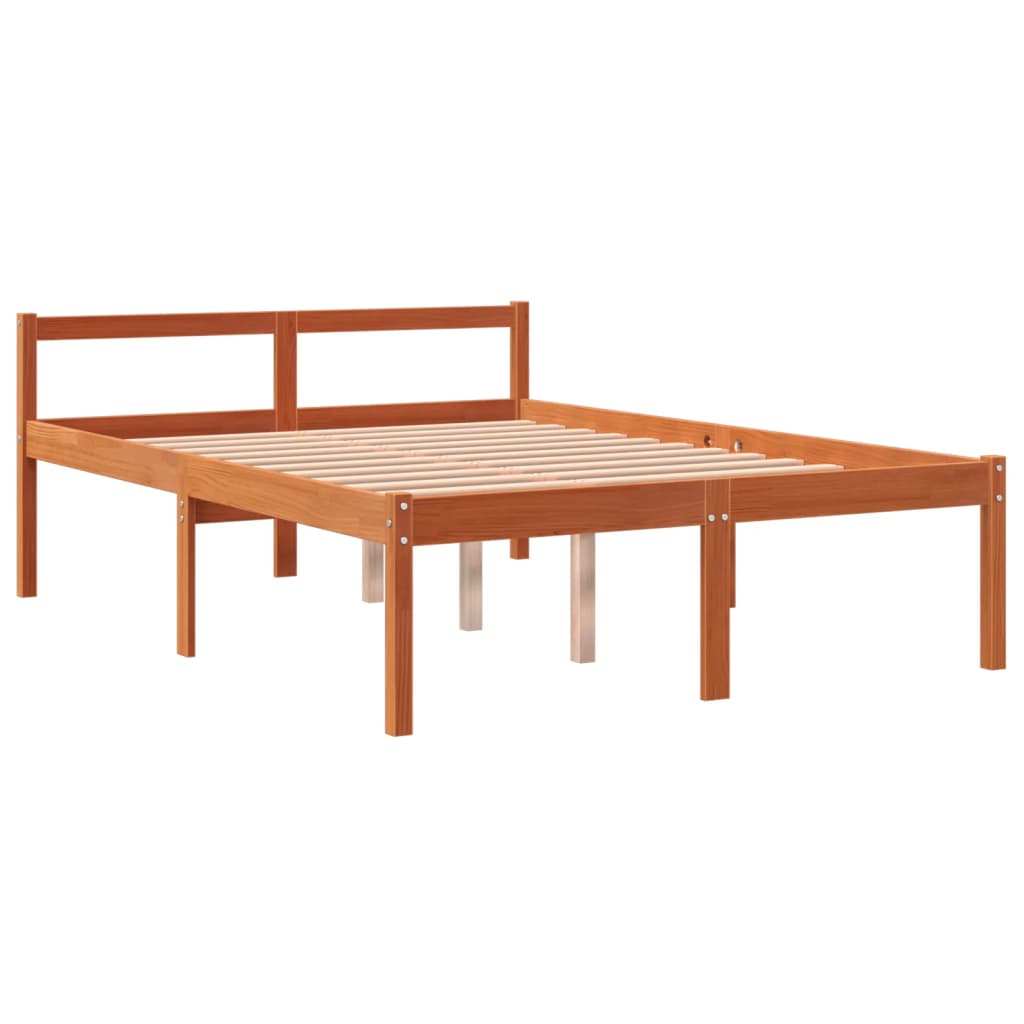 vidaXL Seniorenbed 135x190 cm massief grenenhout wasbruin afbeelding