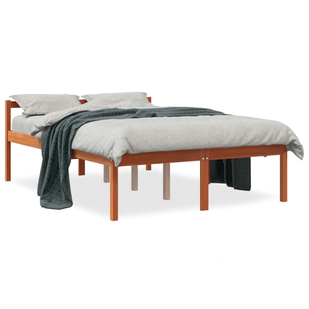 Seniorenbett Wachsbraun 135×190 cm Massivholz Kiefer