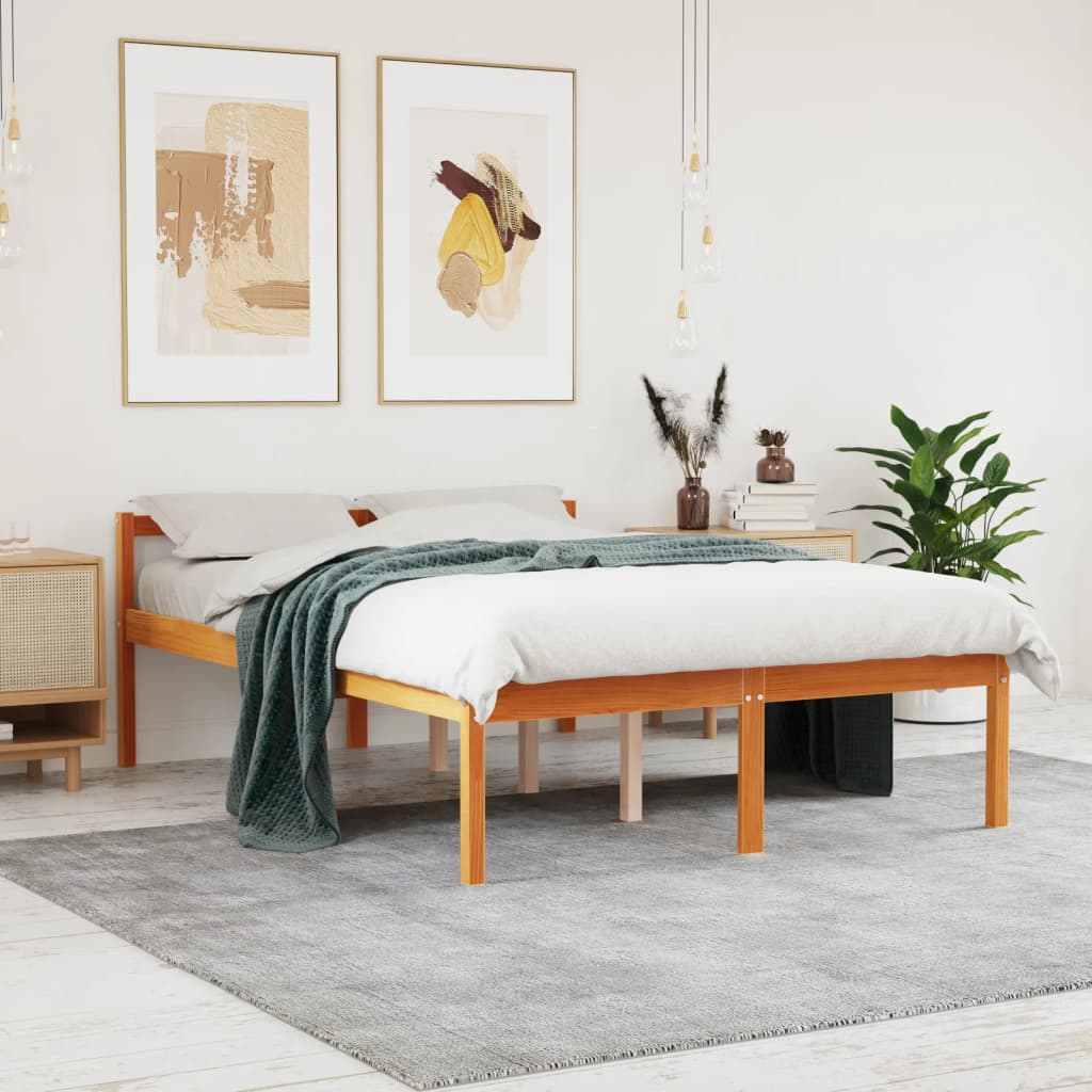 vidaXL Seniorisänky vahanruskea 140x190 cm täysi mänty