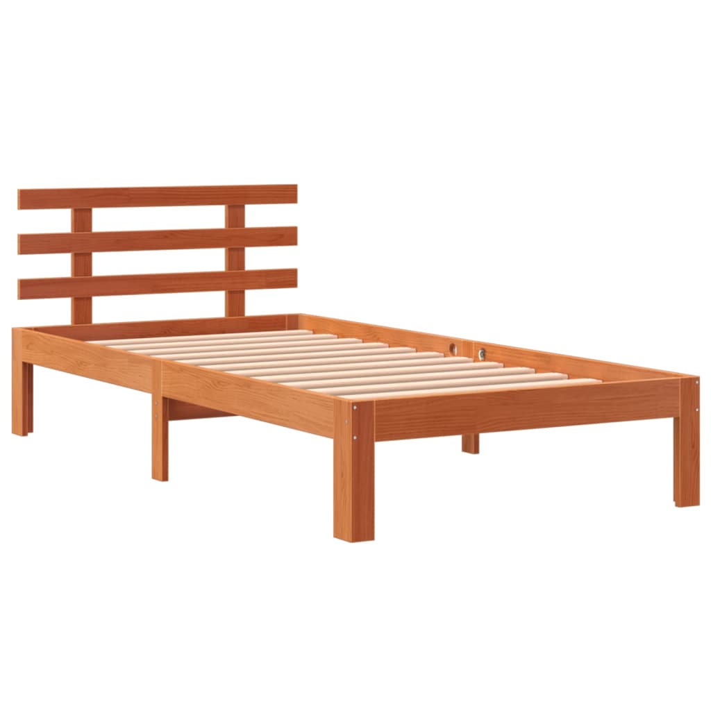 vidaXL Bedframe zonder matras massief grenenhout wasbruin 75x190 cm afbeelding