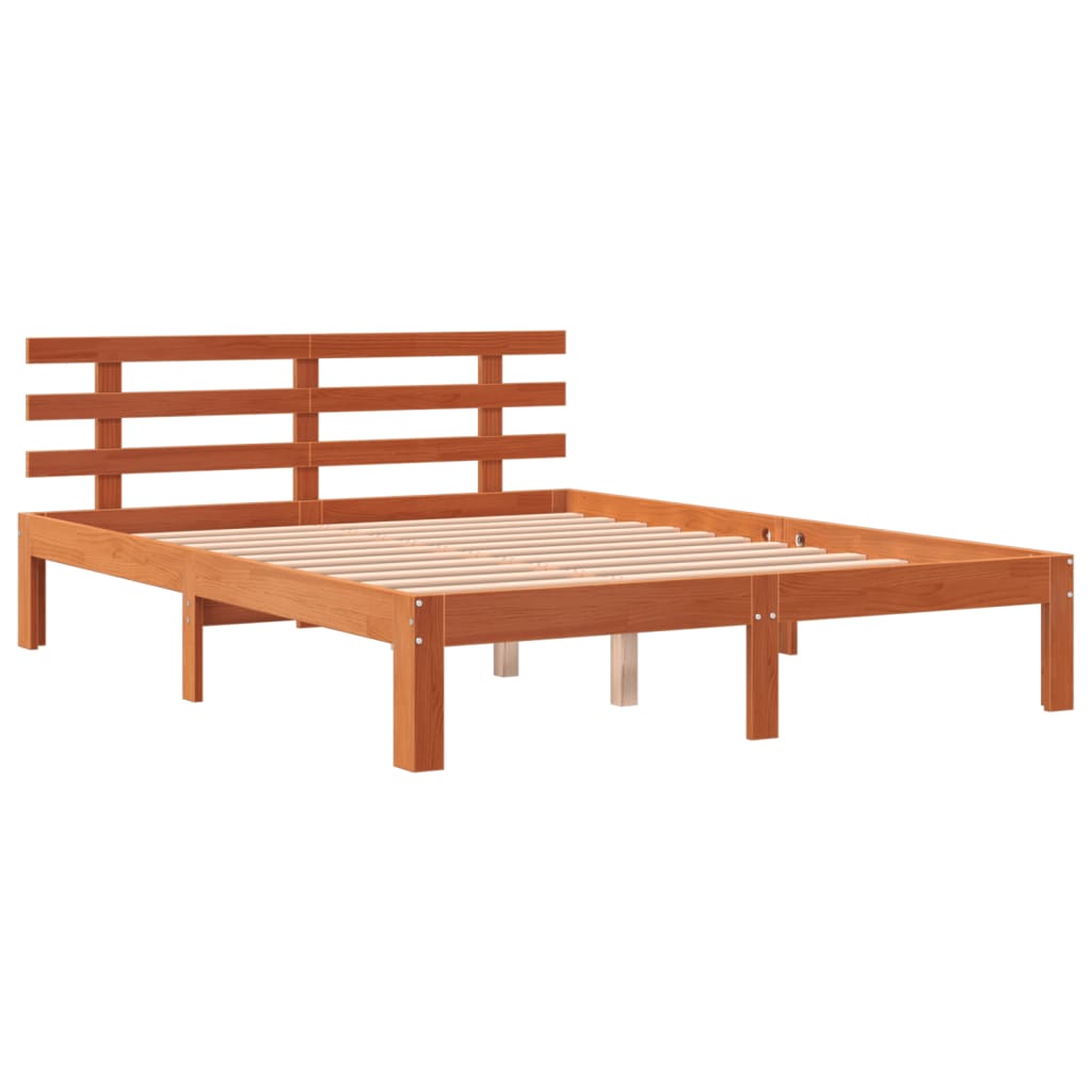 vidaXL Bed met matras massief grenenhout wasbruin 140x190 cm afbeelding