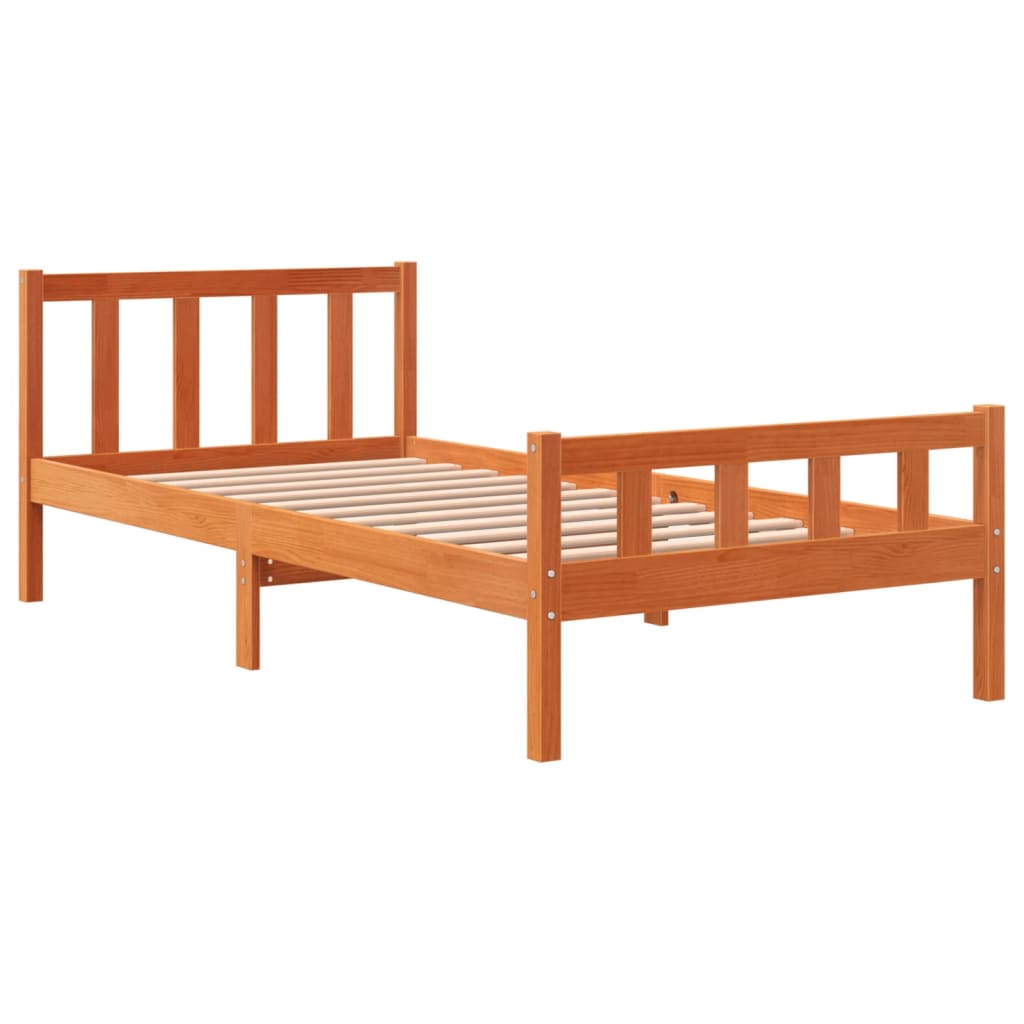 vidaXL Bedframe zonder matras massief grenenhout wasbruin 75x190 cm afbeelding