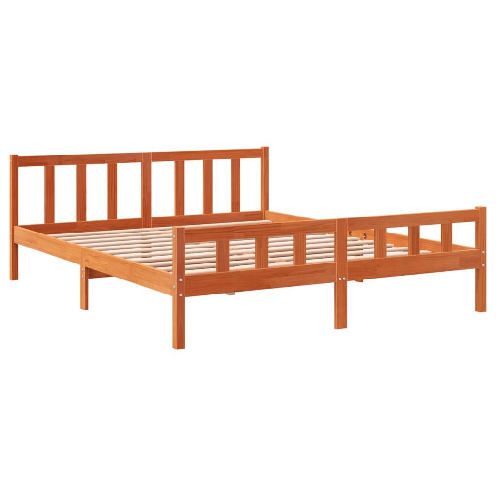 vidaXL Bedframe zonder matras massief grenenhout wasbruin 180x200 cm afbeelding