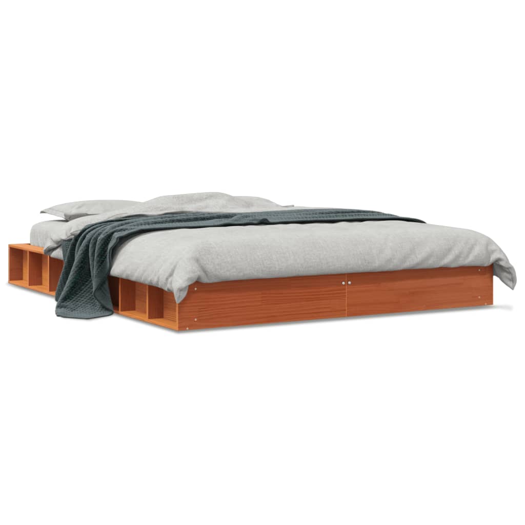 vidaXL Bedframe zonder matras massief grenenhout wasbruin 150x200 cm bruin, foto 3