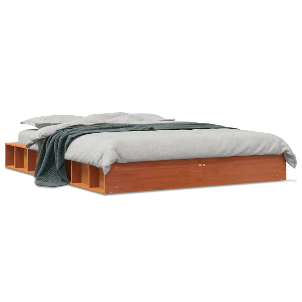 vidaXL Cadru de pat, maro ceruit, 140x200 cm, lemn masiv de pin