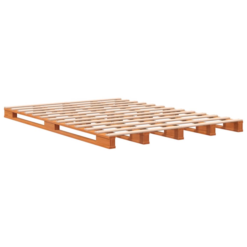 vidaXL Palletbed massief grenenhout wasbruin 140x200 cm afbeelding