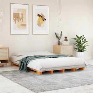 Postelja iz palet voščeno rjava 140x200 cm trdna borovina