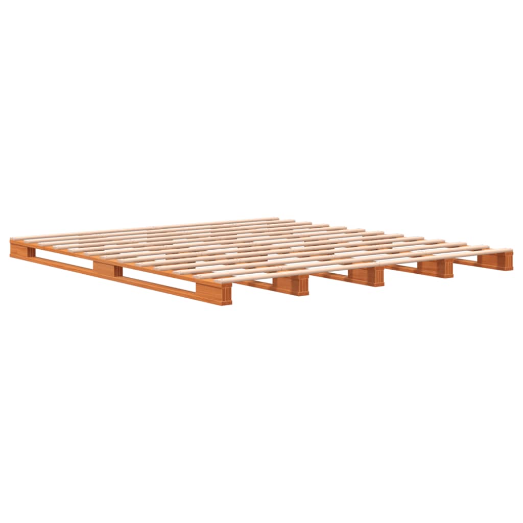 vidaXL viaszbarna tömör fenyőfa raklapágy 180 x 200 cm