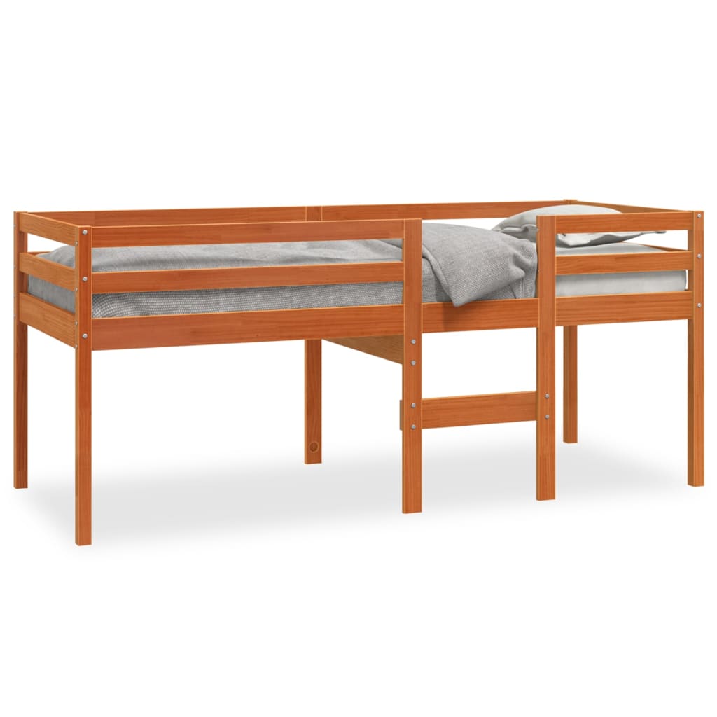Patrová postel voskově hnědá 90 x 200 cm masivní borové dřevo