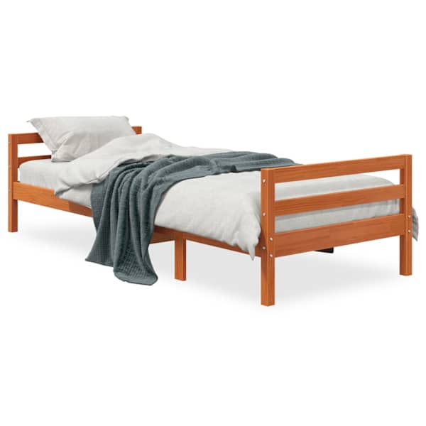 vidaXL voodiraam ilma madratsita, vahapruun, 75 x 190 cm, m&auml;nnipuit