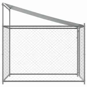 Klec pro psy se střechou a dvířky šedá 2x2x2 m pozinkovaná ocel - obrázek 5