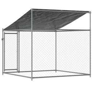 Klec pro psy se střechou a dvířky šedá 2x2x2 m pozinkovaná ocel - obrázek 6
