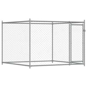 vidaXL koeraaedik, katuse ja uksega, hall, 2x2x1,5 m, tsingitud teras