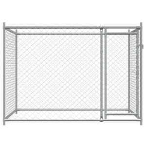 Klec pro psy s dvířky šedá 2 x 2 x 1,5 m pozinkovaná ocel - obrázek 4