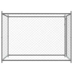 Klec pro psy s dvířky šedá 2 x 2 x 1,5 m pozinkovaná ocel - obrázek 5
