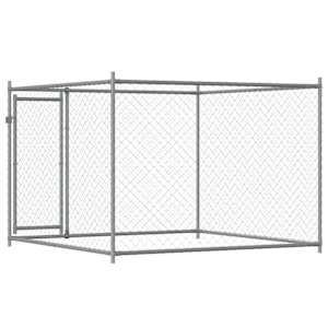 Klec pro psy s dvířky šedá 2 x 2 x 1,5 m pozinkovaná ocel - obrázek 6