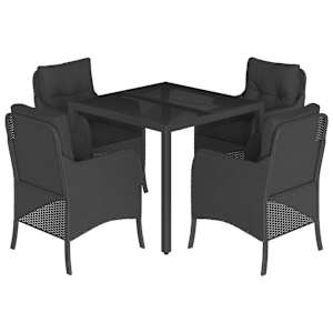 vidaXL 5-osaline aiam&ouml;&ouml;bli komplekt patjadega, must, pol&uuml;rotang