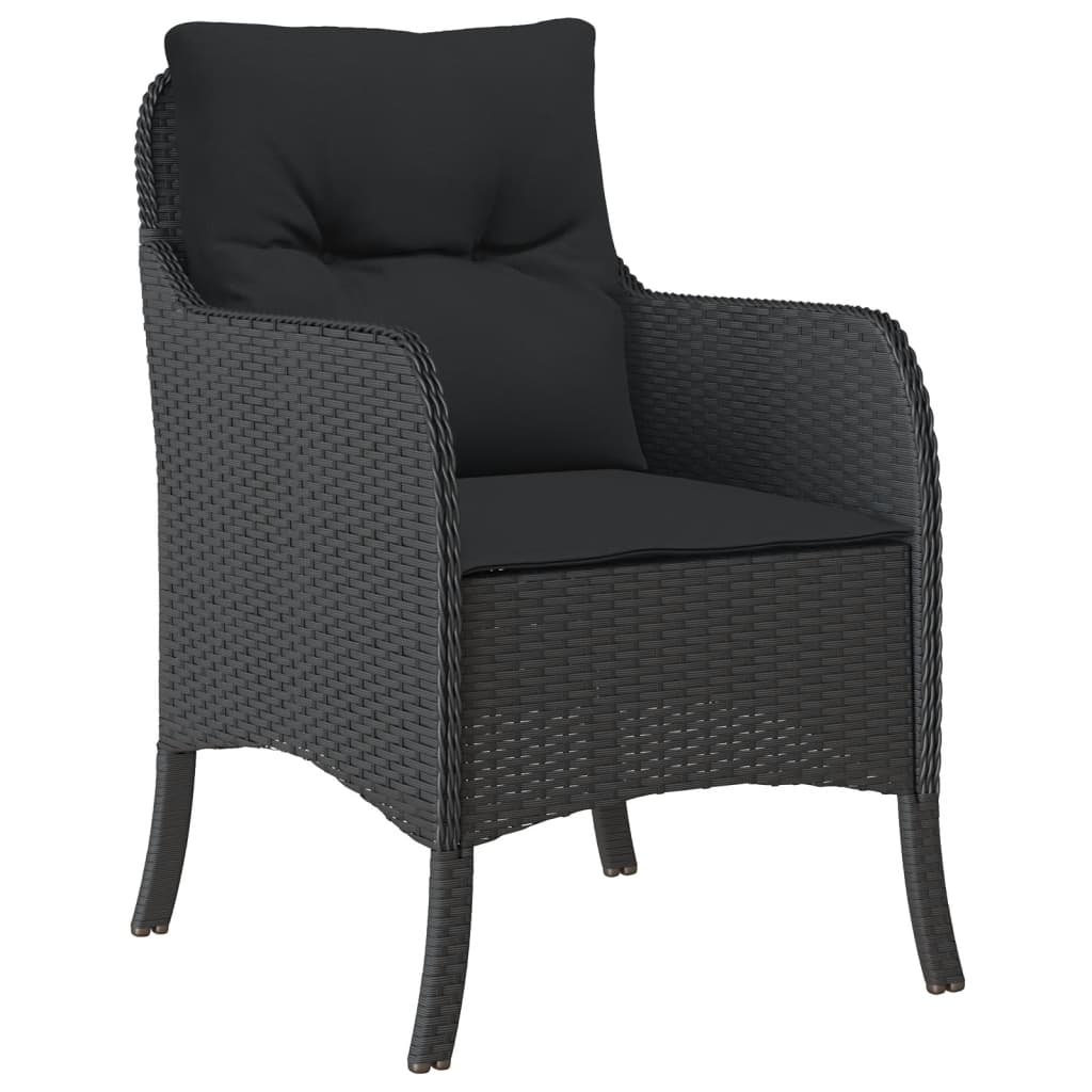 vidaXL 5-delige Tuinset met kussens poly rattan zwart afbeelding