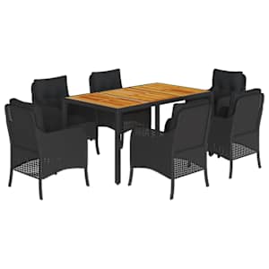 vidaXL 7-osaline aiam&ouml;&ouml;blikomplekt patjadega, must, pol&uuml;rotang