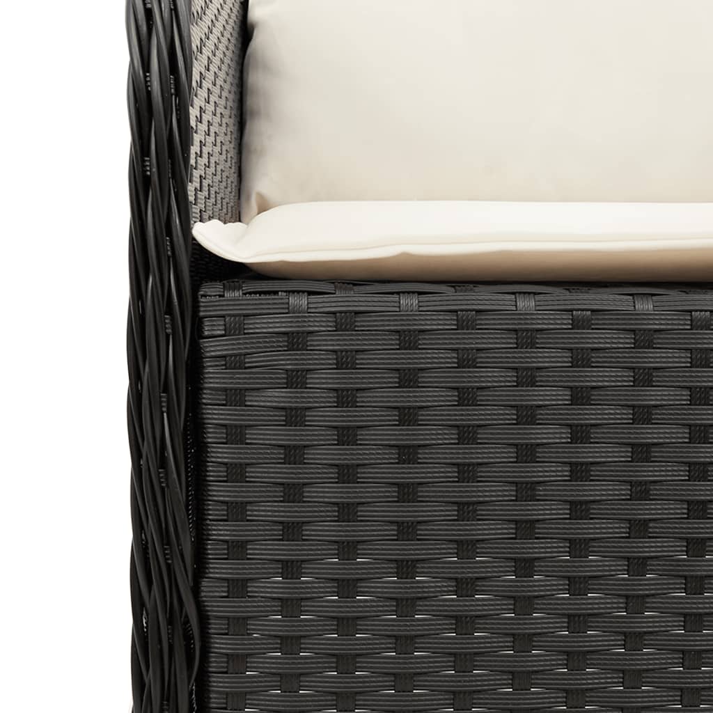 Zestaw mebli ogrodowych rattan PE, czarny, 190x80x74 cm, 8 krzeseł, 8 poduszek