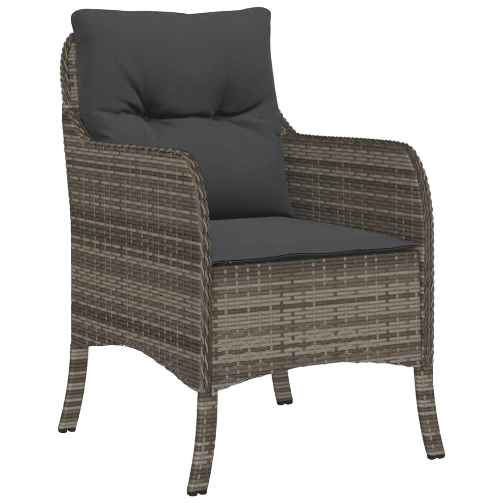 vidaXL 7-delige Tuinset met kussens poly rattan grijs afbeelding