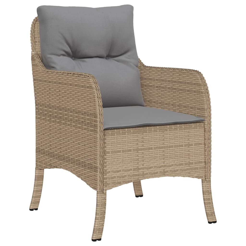 vidaXL 9-delige Tuinset met kussens poly rattan beige afbeelding
