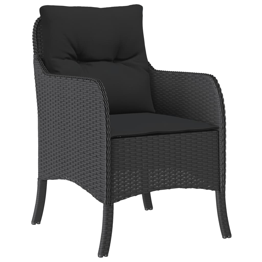 vidaXL 5-delige Tuinset met kussens poly rattan zwart afbeelding