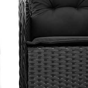 5dílný zahradní jídelní set s poduškami černý polyratan - obrázek 5