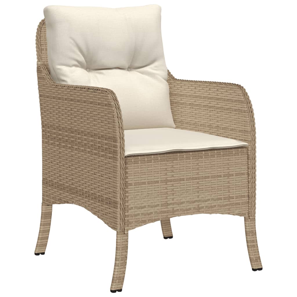 vidaXL 7-delige Tuinset met kussens poly rattan beige afbeelding
