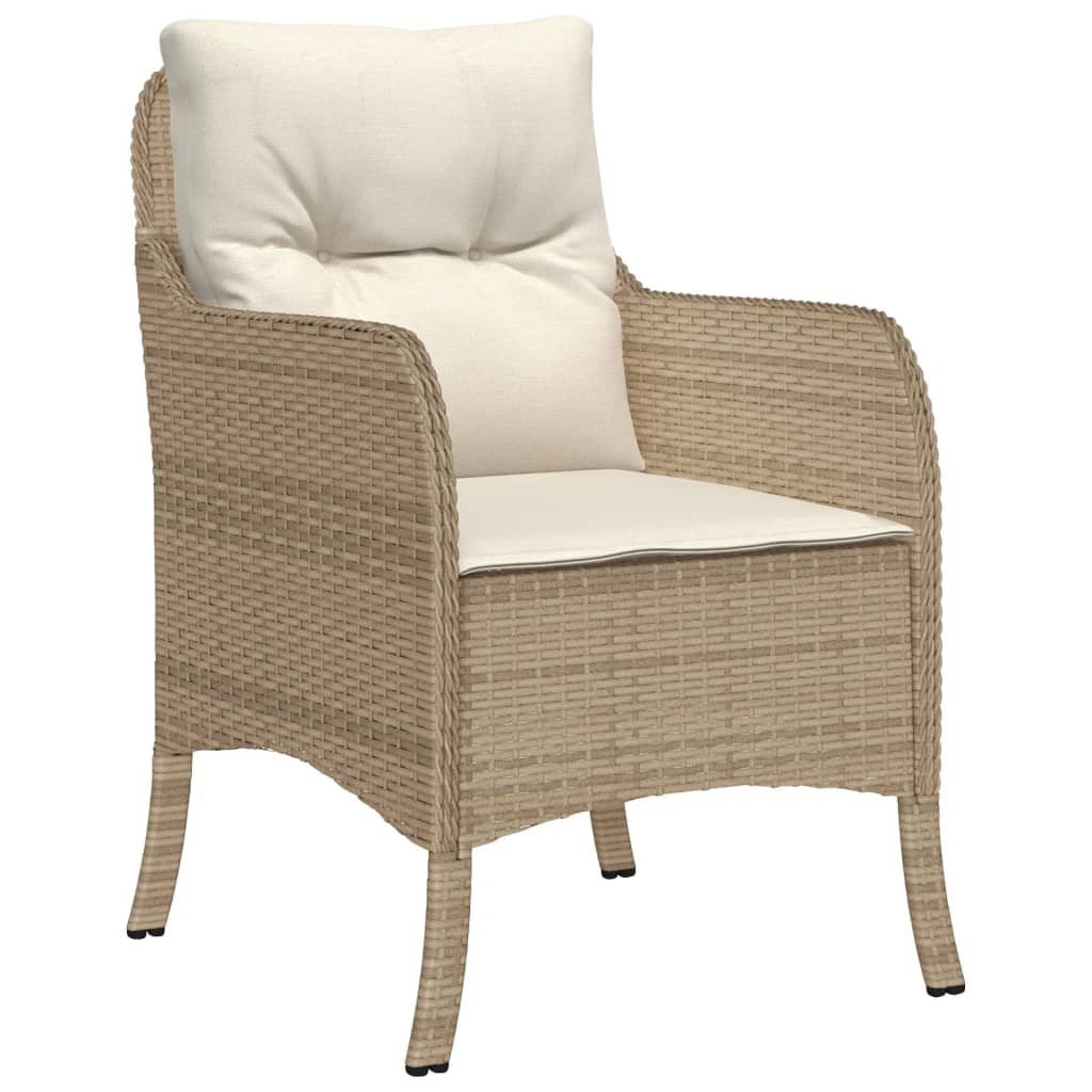 vidaXL 9-delige Tuinset met kussens poly rattan beige afbeelding