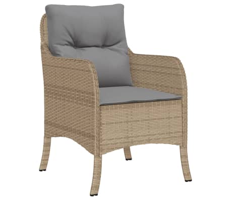 vidaXL 5-tlg. Garten-Essgruppe mit Kissen Beige Poly Rattan