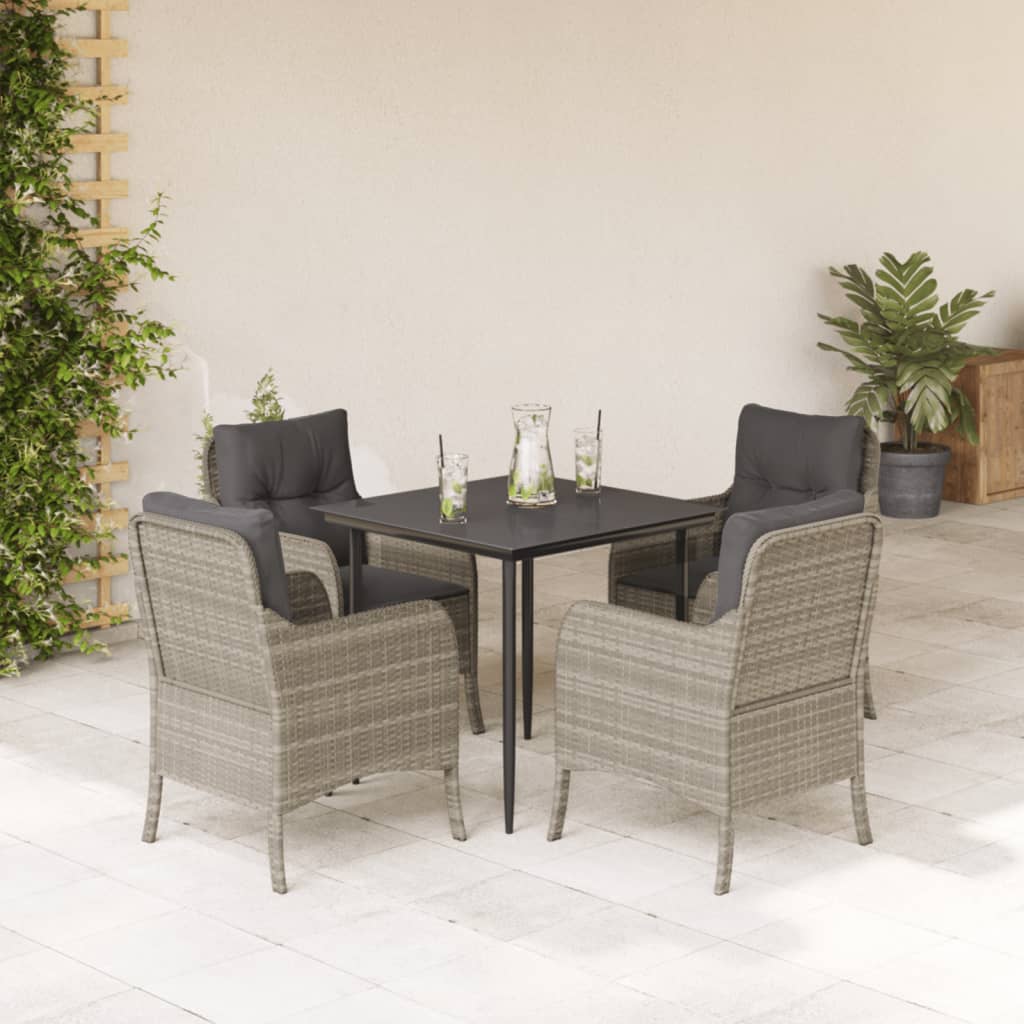 vidaXL Set mobilier de grădină cu perne, 5 piese gri deschis poliratan