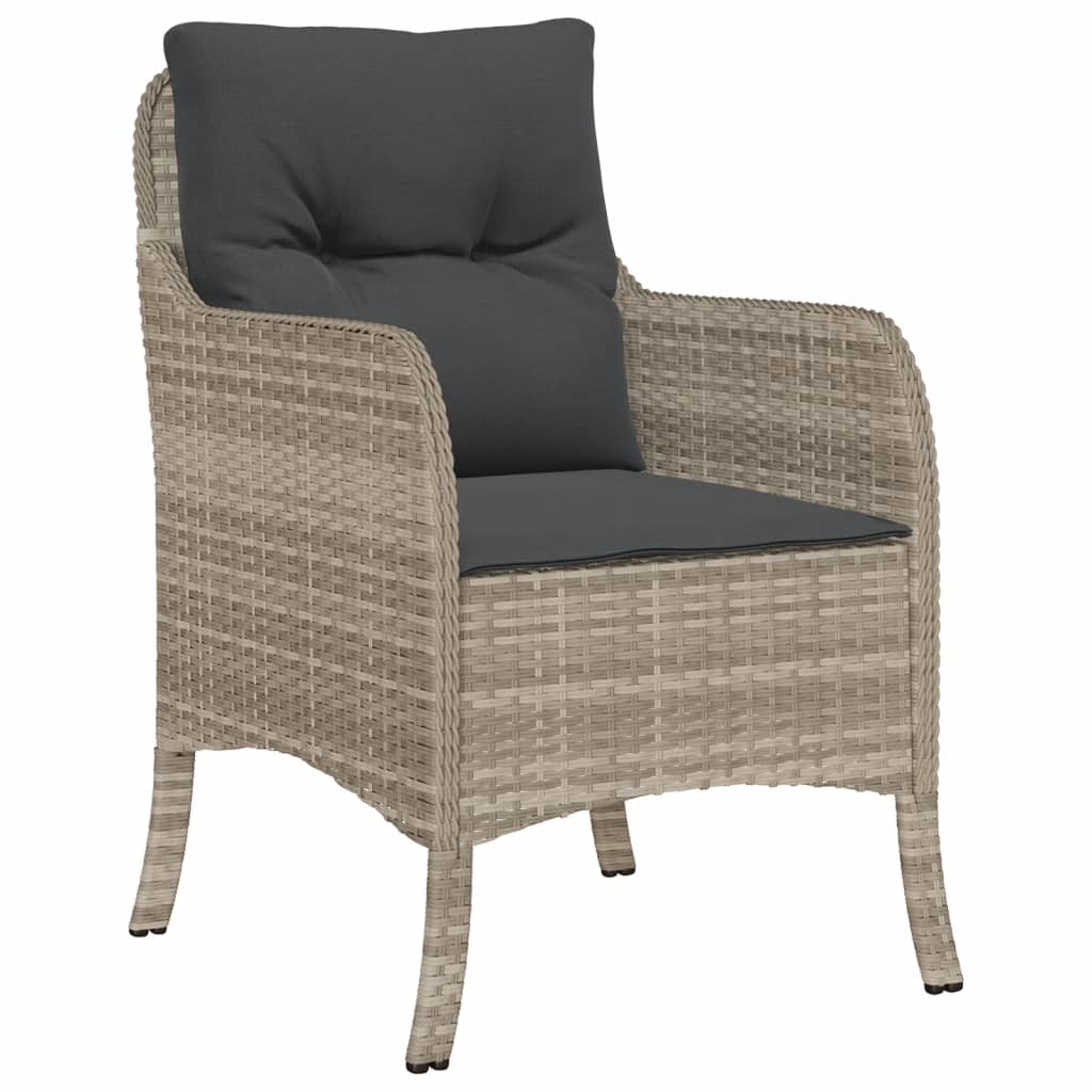 vidaXL 5-delige Tuinset met kussens poly rattan lichtgrijs afbeelding