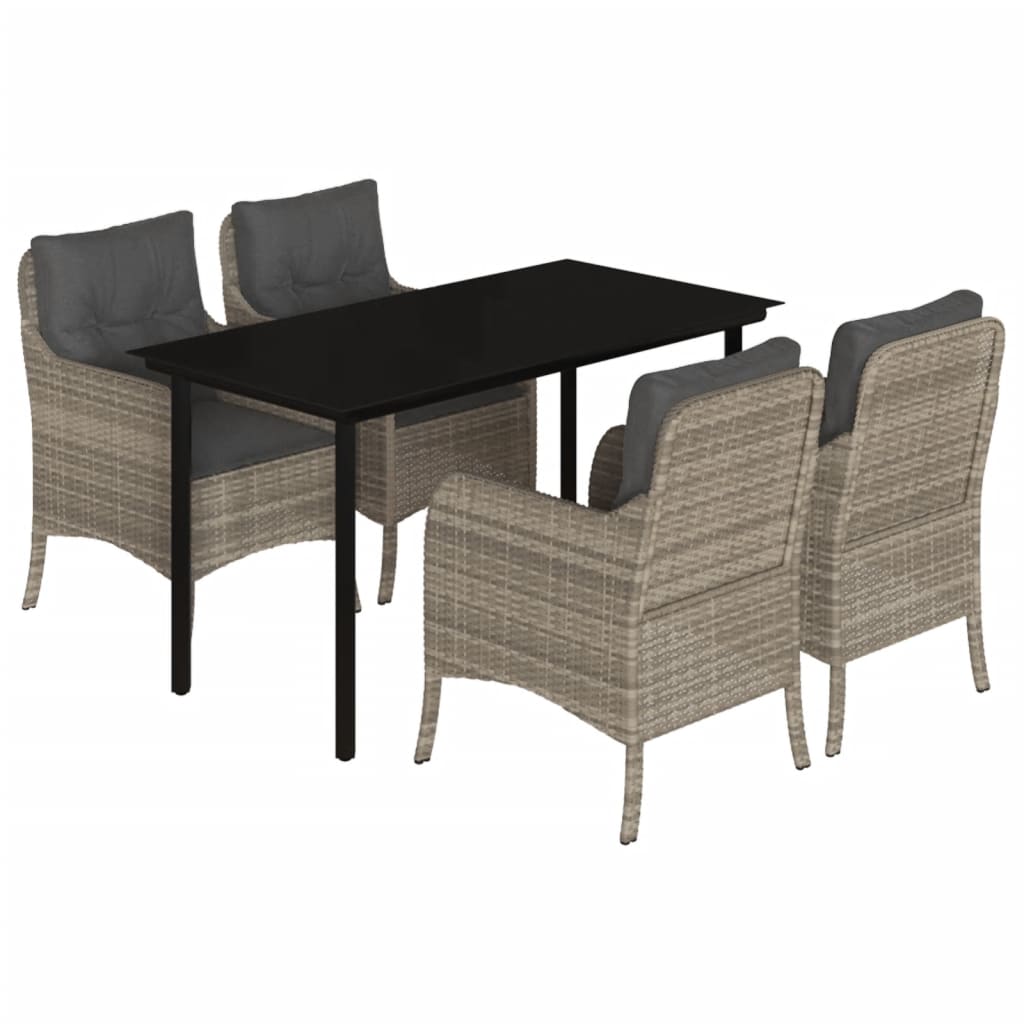 vidaXL Set mobilier de grădină cu perne, 5 piese gri deschis poliratan