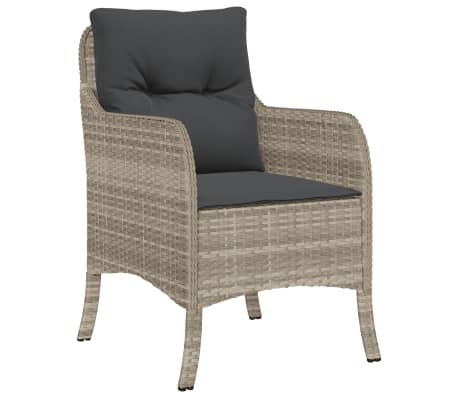 vidaXL 9-daļīgs dārza mēbeļu komplekts, matrači,gaiši pelēka PE pinums