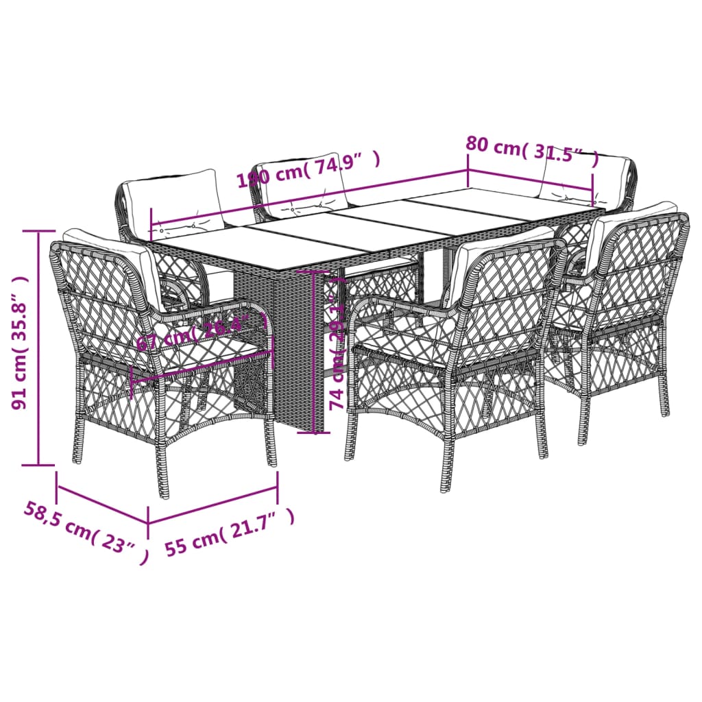 Garden Dining Set Grey and Navy Blue - Image 7