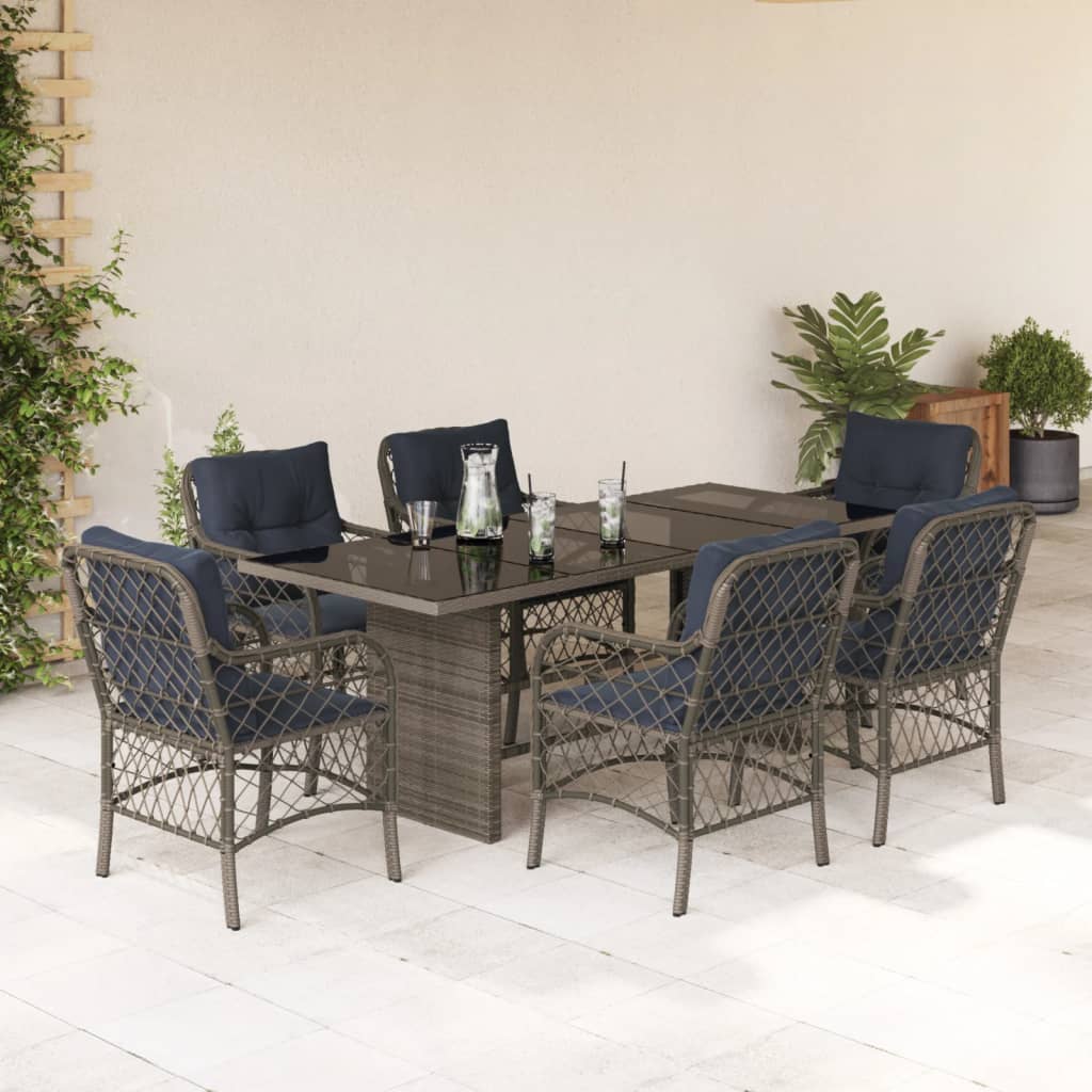 Garden Dining Set Grey and Navy Blue