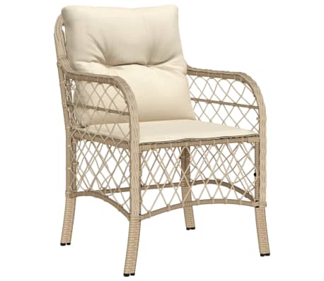 vidaXL 7 pcs conjunto de jantar p/ jardim com almofad&otilde;es vime PE bege