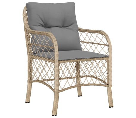 vidaXL Set Pranzo da Giardino 7 pz con Cuscini Beige Misto Polyrattan