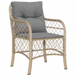 vidaXL Set Pranzo da Giardino 7 pz con Cuscini Beige Misto Polyrattan