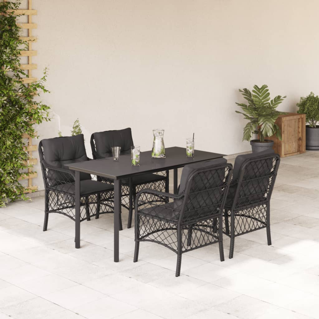 Bistrosæt Til Haven 3 Dele Med Hynder Polyrattan - 140 cm bordlængde / Rundt ben / 4
