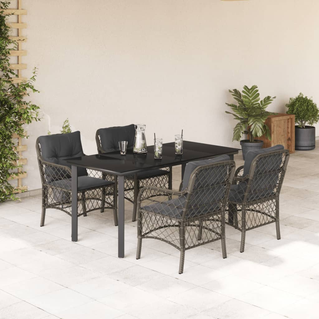 vidaXL Set mobilier de grădină cu perne, 5 piese, gri, poliratan