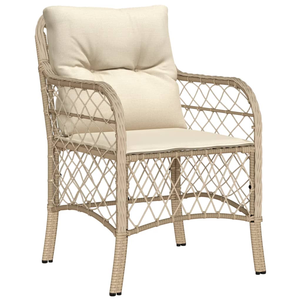 vidaXL 5-delige Tuinset met kussens poly rattan beige afbeelding