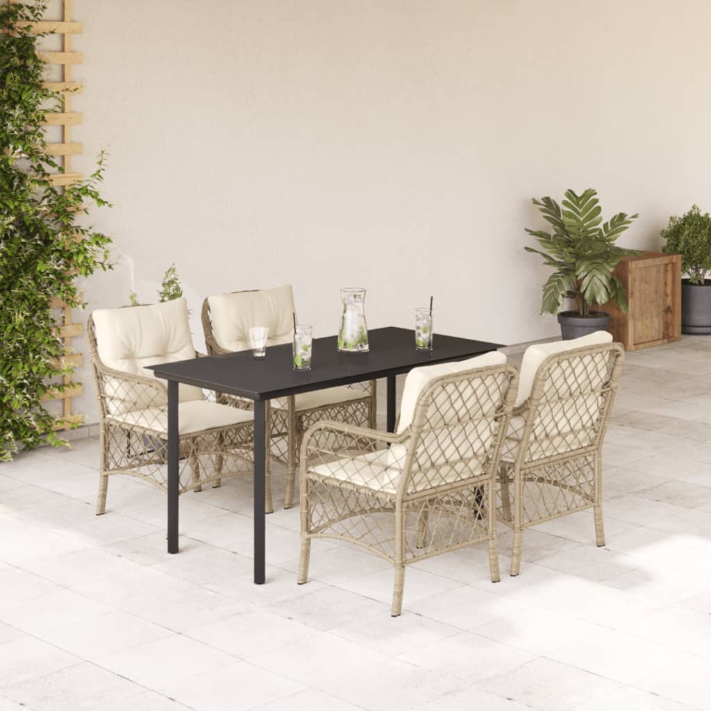 vidaXL Set mobilier de grădină cu perne, 5 piese, bej, poliratan