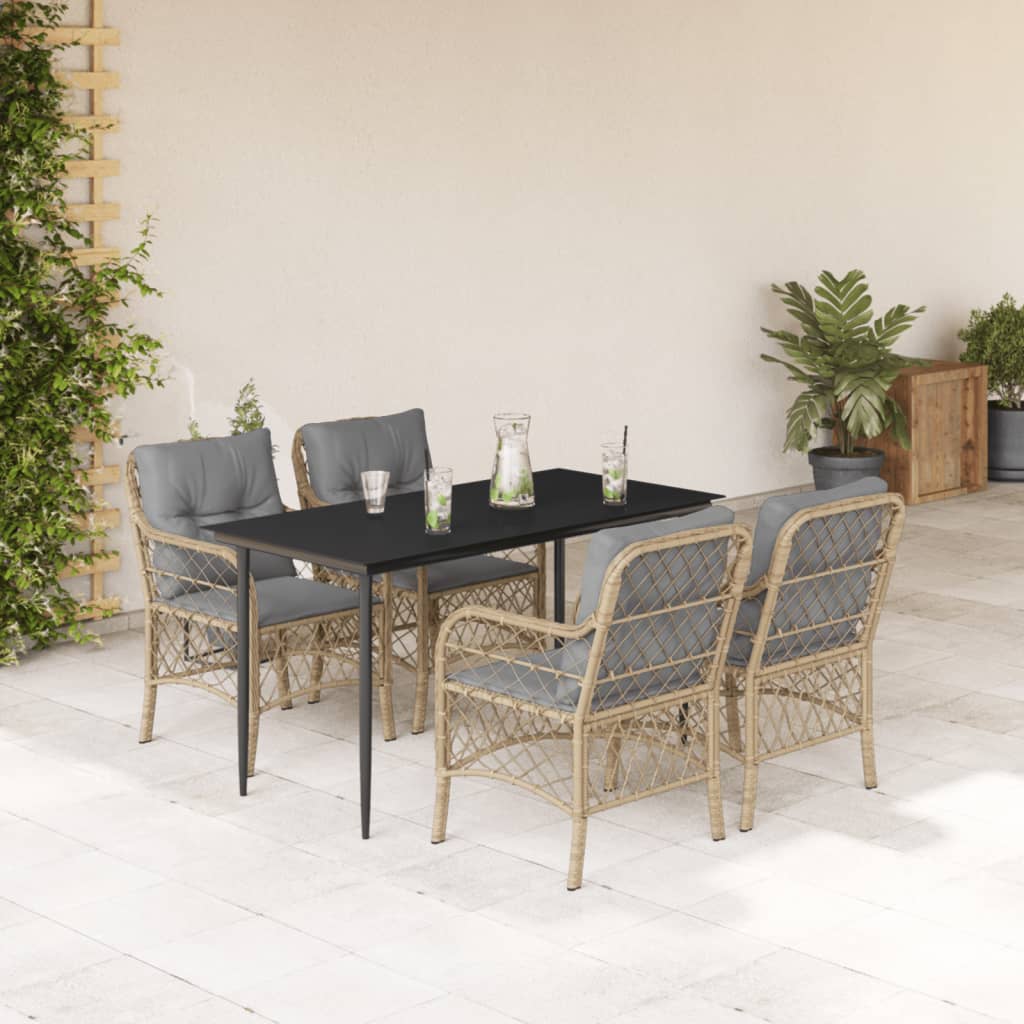 vidaXL Set mobilier pentru grădină, 5 piese, cu perne, bej, poliratan