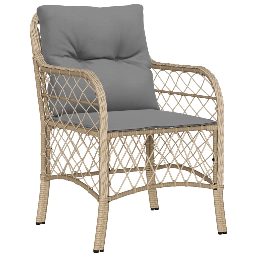 vidaXL 5-delige Tuinset met kussens poly rattan gemengd beige afbeelding
